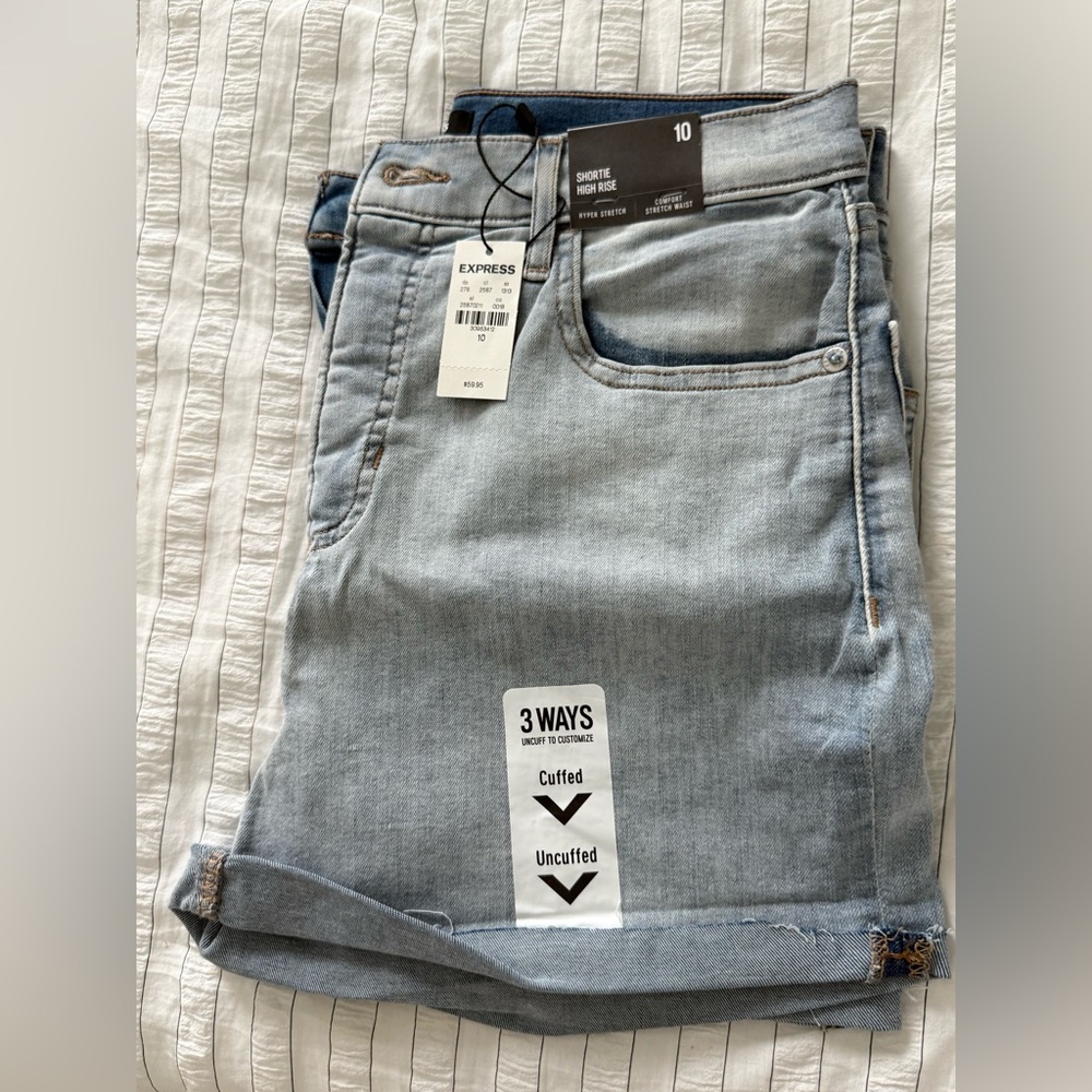 Express Sky Blue Hyper Stretch Shorts